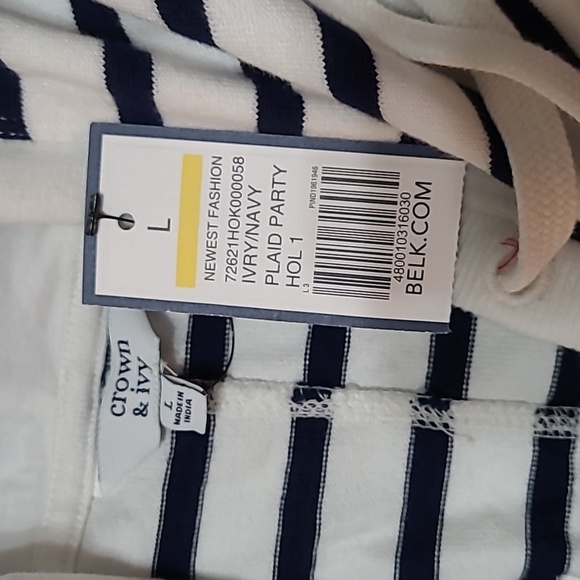 NWT Crown & Ivy striped pullover with hoodie size Large - Picture 4 of 8